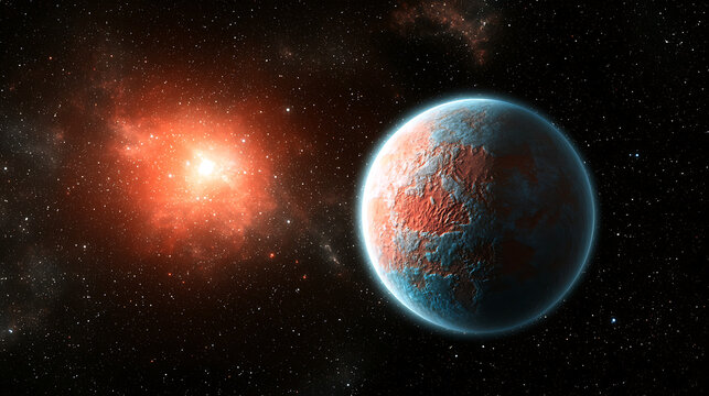 A planet is in the middle of the image