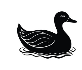 Silhouette Duck Illustration on Water - Vector Art Design