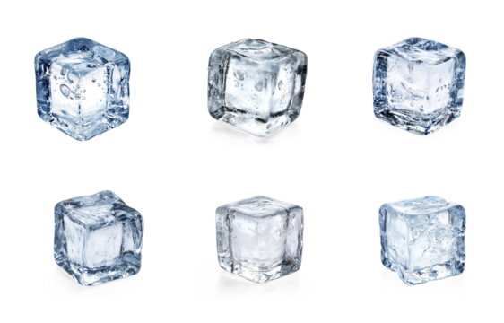 Collection of Ice cube isolate on transparent background