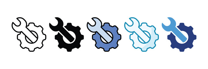 Wrench Icon Set Multiple Style Collection