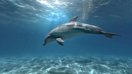 Fototapeta premium Underwater dolphin swim perspective