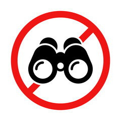 No Binoculars Sign on White Background