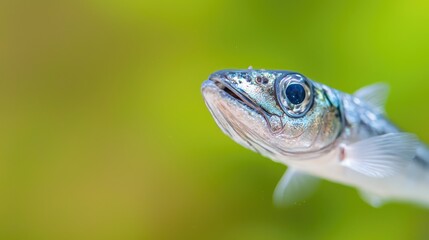 Close up juvenile fish macro photography silver scales aquatic life