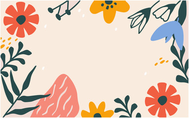 Elegant Vintage Floral Border with Blooming Flowers
