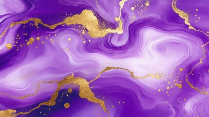 Abstract purple and gold marbled design
