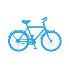 Obraz premium A vibrant blue bicycle stands prominently against a plain background, symbolizing outdoor leisure and transportation, perfect for promoting cycling and healthy living