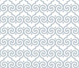 Abstract geometry pattern in Arabian style. Seamless vector background. White and gray graphic ornament. Simple lattice graphic design