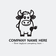 Cow illustration black and white for logo company vector image
