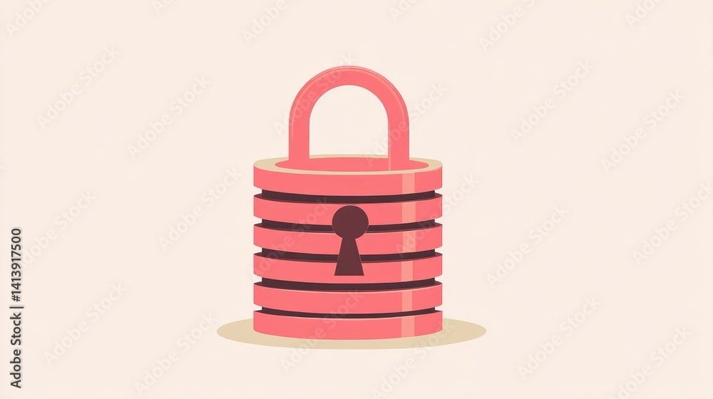 Poster abstract data vault secured with multi-layer encryption and authentication padlock graphic