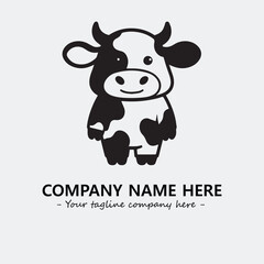 Cow illustration black and white for logo company vector image
