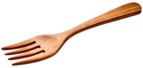 flat wooden fork isolated on white background