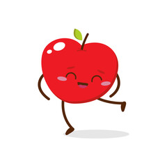	
Cute red apple cartoon character with happy face, showing a Joyful pose. Perfect for kids illustrations, healthy food designs, or educational materials. Isolated on white background with soft shadow