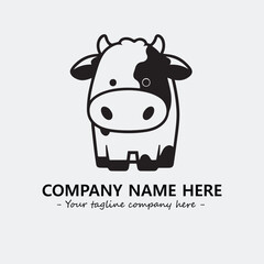 Cow illustration black and white for logo company vector image
