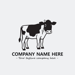 Cow illustration black and white for logo company vector image
