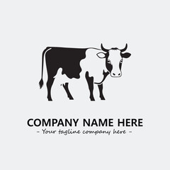 Cow illustration black and white for logo company vector image
