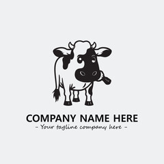Cow illustration black and white for logo company vector image
