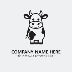 Cow illustration black and white for logo company vector image
