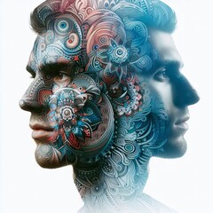 A creative double exposure image combining a man