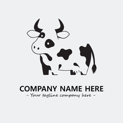 Cow illustration black and white for logo company vector image
