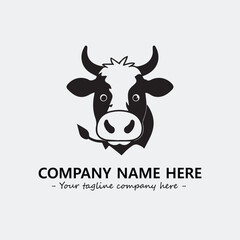 Cow illustration black and white for logo company vector image
