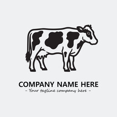 Cow illustration black and white for logo company vector image
