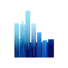 Abstract representation of data visualization with blue gradient bars illustrating statistical trends, suitable for technology or business presentations