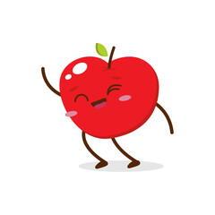 	
Cute red apple cartoon character with happy face, showing a Joyful pose. Perfect for kids illustrations, healthy food designs, or educational materials. Isolated on white background with soft shadow