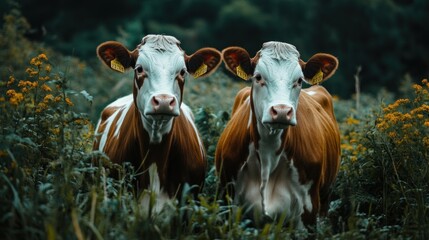 Dual Cow Gaze: A Pastoral Portrait
