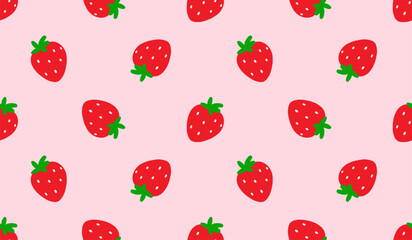 Seamless pattern with cute strawberry.