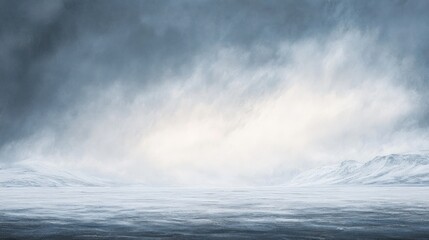 A breathtaking panorama of a frigid expanse under a turbulent celestial canvas
