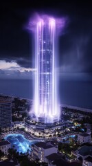 Illuminated Skyscraper: A Nighttime Architectural Marvel