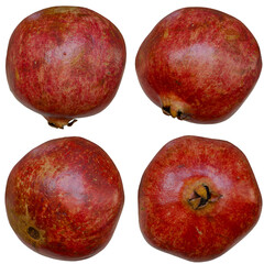 Four different angles of a 3D Pomegranate on Alpha Background