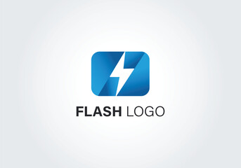 Blue Flash Bolt Icon Logo Design