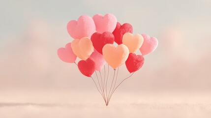 Fototapeta premium Romantic Heart Balloons Love Valentine s Wedding Anniversary Pastel Colors Festive