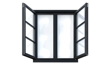 a top-down view of a modern black window with two open panels allowing light and air to enter a space its sleek design adds a contemporary touch to architecture