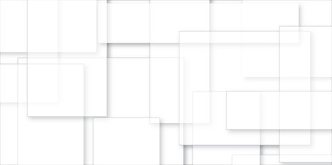 Abstract white geometric wall with 3d square patterns/ A modern bathroom featuring a white tiled wall and floor with an embossed grid pattern.