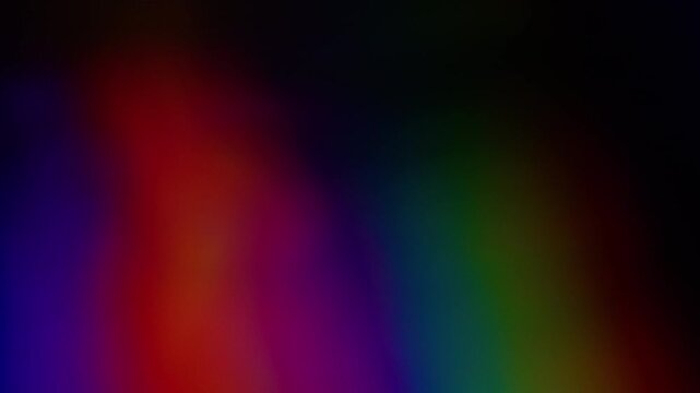 Optical lenses. Blurred abstract prism. Defocused leak multicolor green yellow rays rainbow flickers gradient vivid beam flare on art light background.