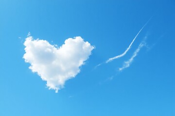 heart shaped cloud in a blue sky