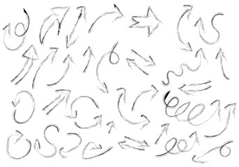 hand drawn arrows sketch set vector curved direction pointer doodle icons collection