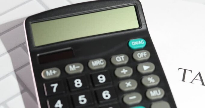 Blank-screen calculator on tax document