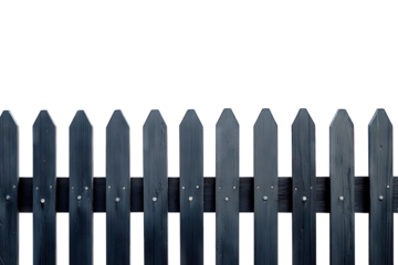 a simple black wooden fence with pointed tops against a white background emphasizing its clean lines and minimalist design