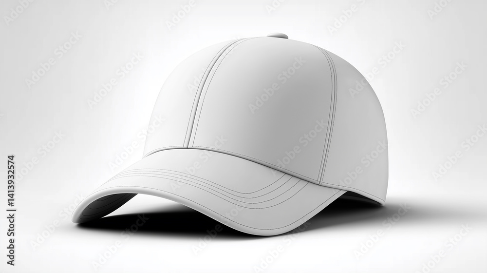 Aufkleber white baseball cap presenting a blank template for design on a seamless background