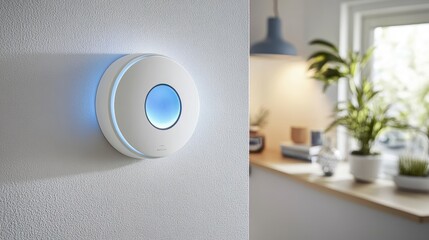 Motion-activated lights integrated with smart home alarm system in hallway