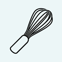 Clean Vector Style Kitchen Whisk Tool Illustration Perfect for Cooking and Culinary Content Design Elements