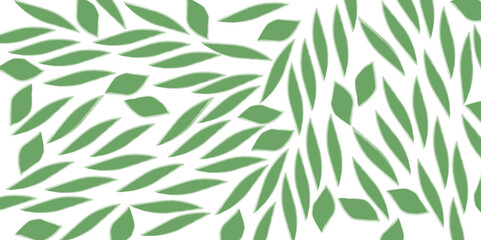 frame from green leaves on a white background. Seamless pattern green plant stems and leaves charming hand drawn simple clean minimalist design style for backgrounds wallpaper repeating pattern