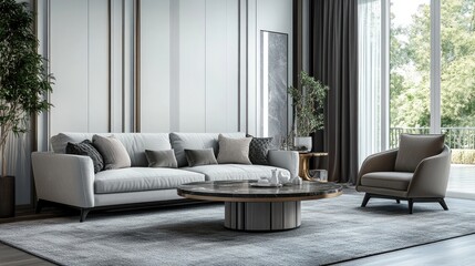 Sofa and table in a living room with elegant modern design