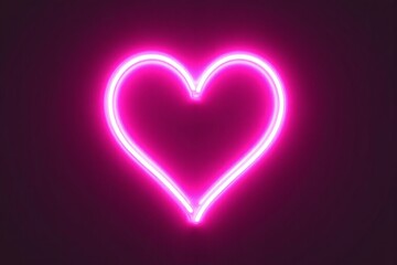 pink neon heart on a black background