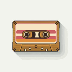 Flat Vector Style Classic Cassette Tape Illustration Isolated on Transparent Background for Vintage Music Themes