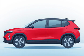 A sleek red SUV illustration showcasing modern design and streamlined features against a minimalistic background.
