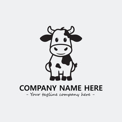 Cow illustration black and white for logo company vector image
